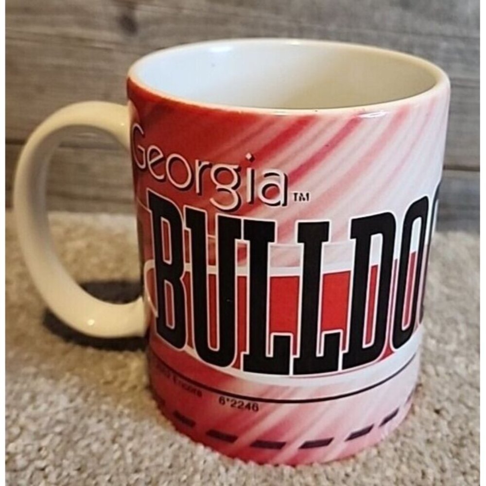 GEORGIA BULLDOGS COFFEE MUG Red & Black By Encore 2002 UGA Ceramic Cup 4”